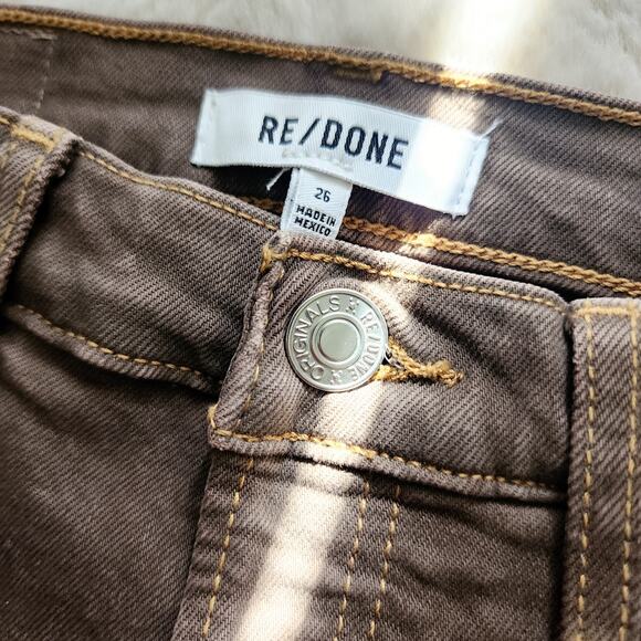 NEW Re/Done 70s Ultra High Rise Stove Pipe Jean in Washed Chocolate 26 - Picture 5 of 12